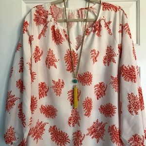 Set of (2) womens boho style paisley print blouses